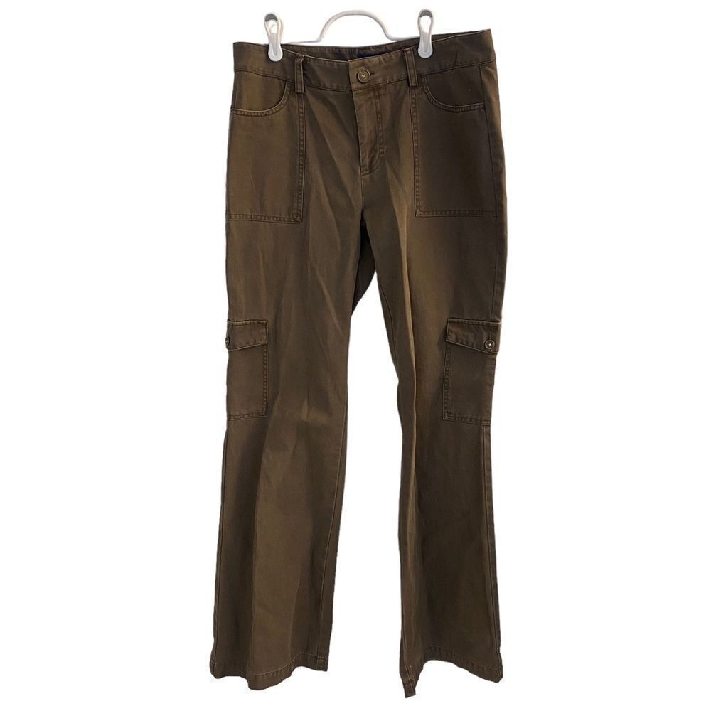 Dockers Cargo Pants Women 8 Brown‎ Olive Straight Utility Cotton Twill Pocket